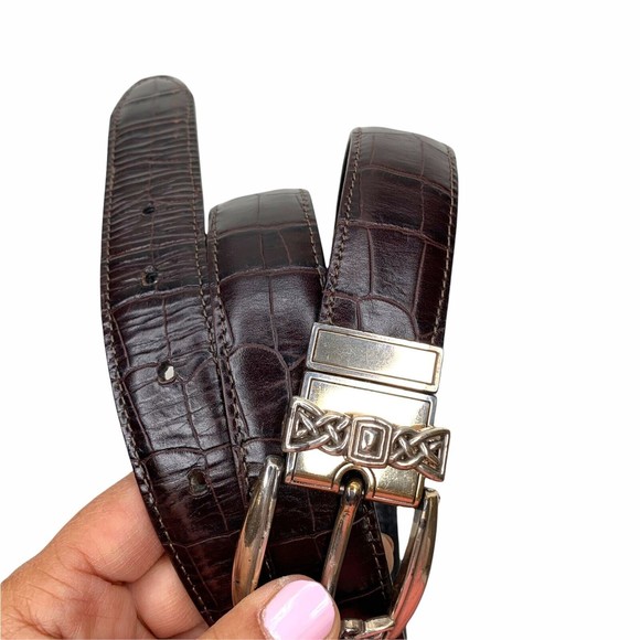 Brighton Reversible Brown Croc Embossed Leather Belt Size 34 Large B40049 main image 4